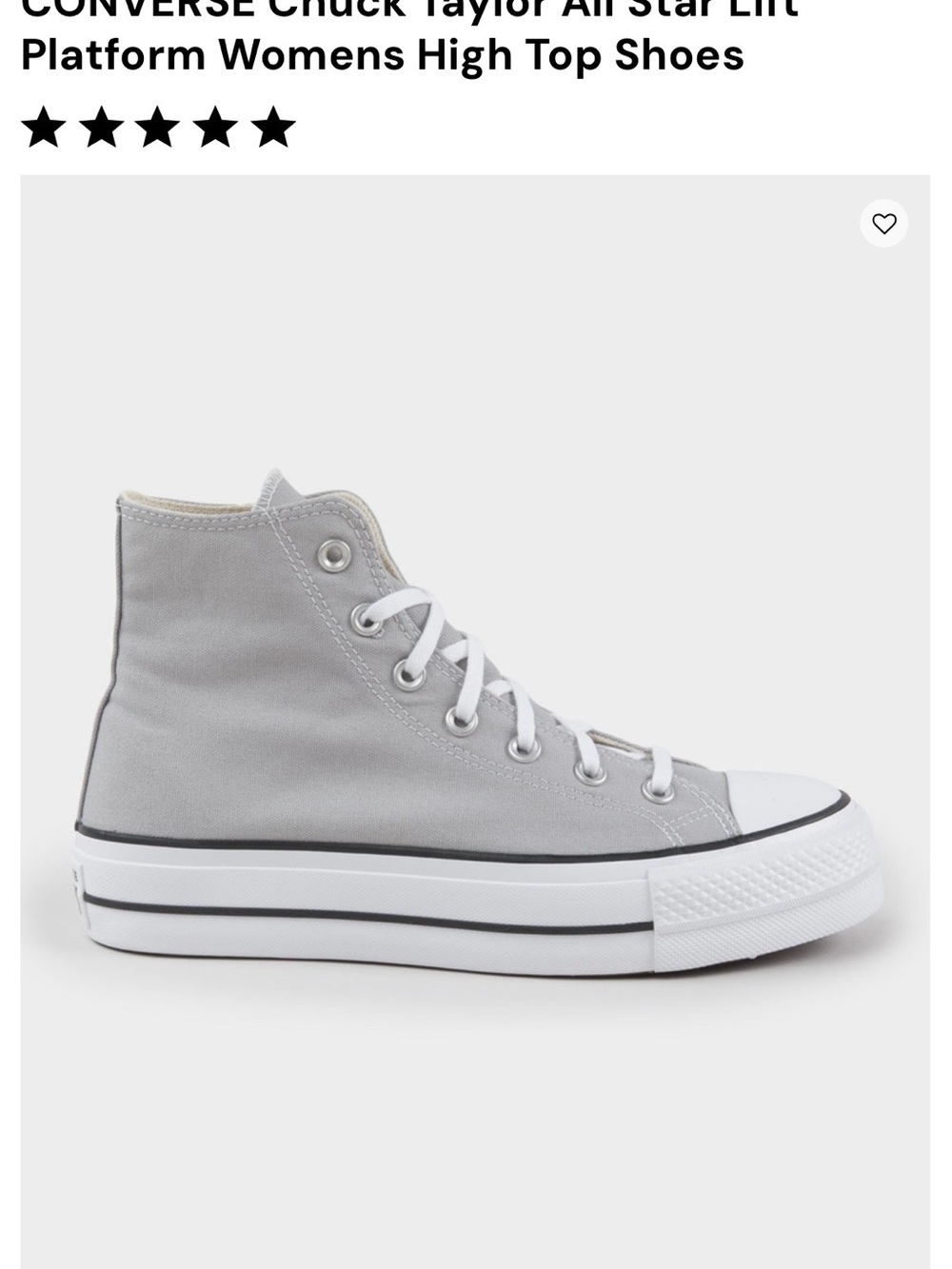 Converse High Top Platform Sneakers in Light Gray and White